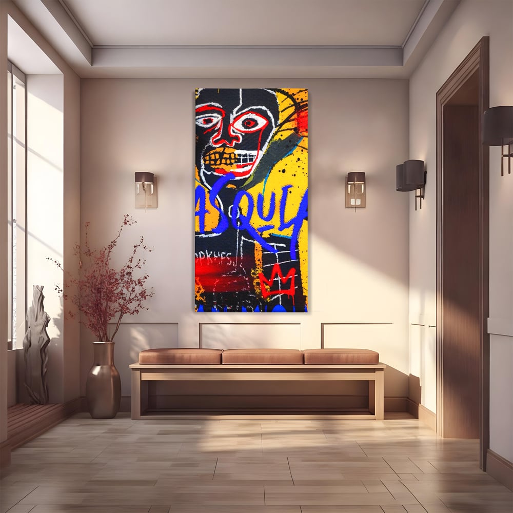 Tablou canvas cu tablou canvas cu portret stil graffiti, fara rama, pe sasiu de lemn